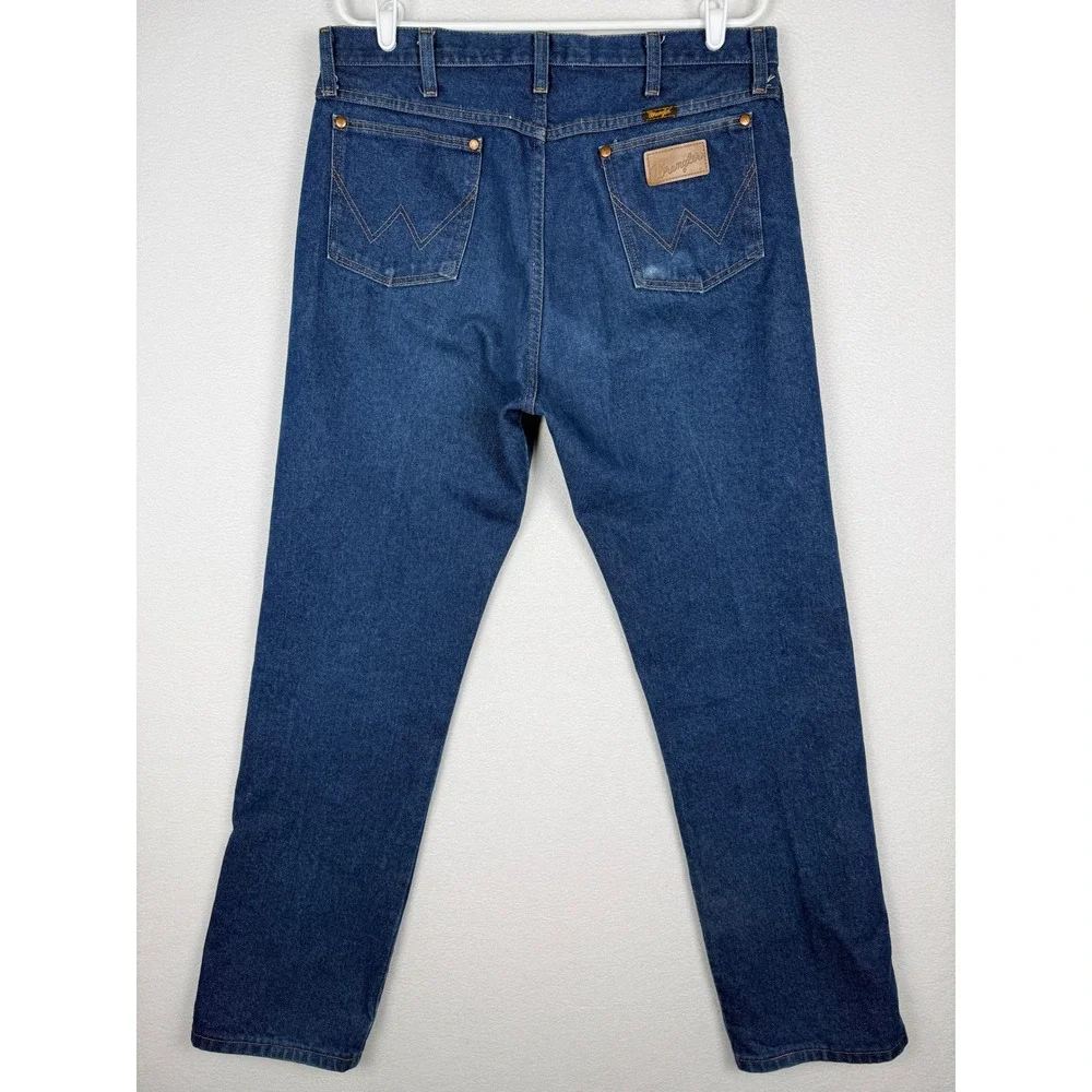 Wrangler 13MWZ Jeans Mens 36x32 Blue Cowboy Cut Denim Straight Leg Western